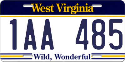 WV license plate 1AA485