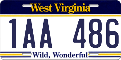 WV license plate 1AA486