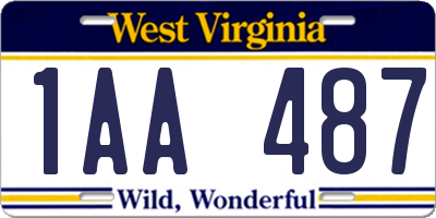 WV license plate 1AA487