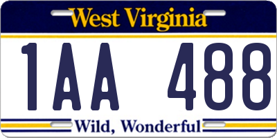 WV license plate 1AA488