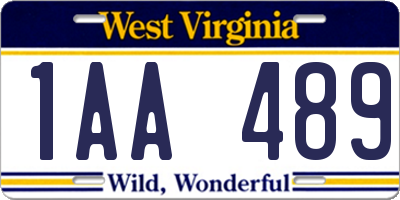 WV license plate 1AA489