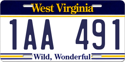 WV license plate 1AA491