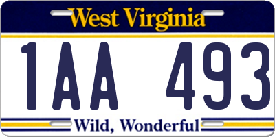 WV license plate 1AA493