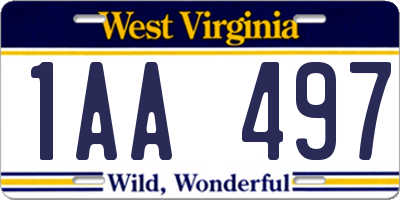 WV license plate 1AA497