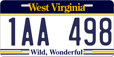 WV license plate 1AA498