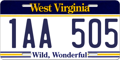 WV license plate 1AA505