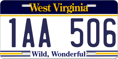 WV license plate 1AA506