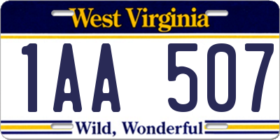 WV license plate 1AA507