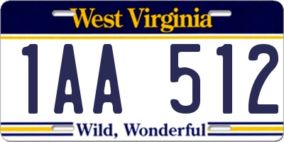 WV license plate 1AA512