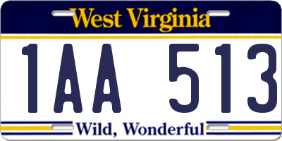 WV license plate 1AA513