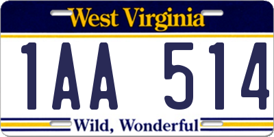 WV license plate 1AA514