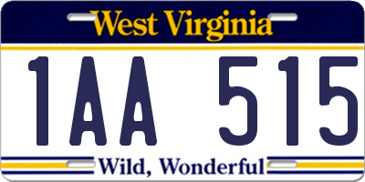 WV license plate 1AA515