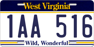 WV license plate 1AA516