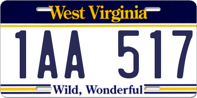 WV license plate 1AA517