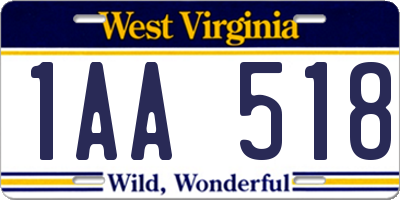 WV license plate 1AA518