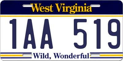 WV license plate 1AA519