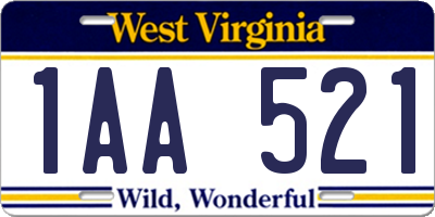 WV license plate 1AA521