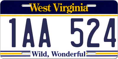 WV license plate 1AA524