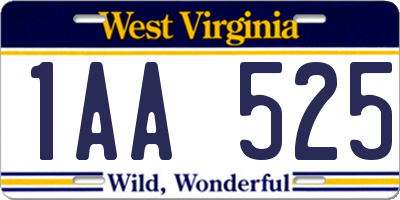 WV license plate 1AA525