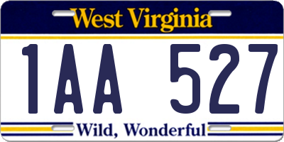 WV license plate 1AA527