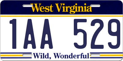 WV license plate 1AA529