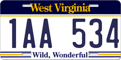 WV license plate 1AA534