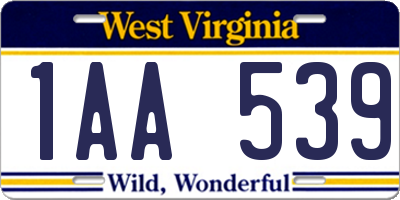 WV license plate 1AA539