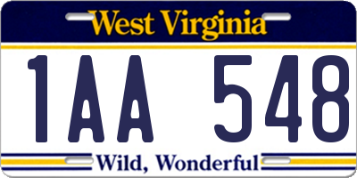 WV license plate 1AA548