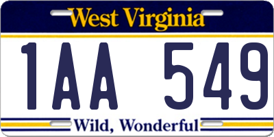 WV license plate 1AA549