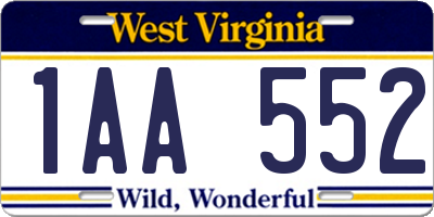 WV license plate 1AA552