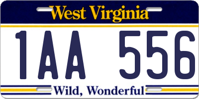 WV license plate 1AA556