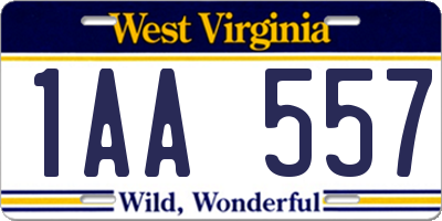 WV license plate 1AA557