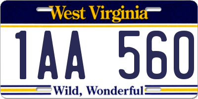 WV license plate 1AA560