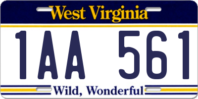 WV license plate 1AA561
