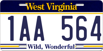 WV license plate 1AA564