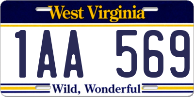 WV license plate 1AA569