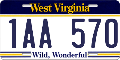 WV license plate 1AA570