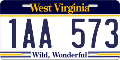 WV license plate 1AA573