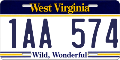 WV license plate 1AA574
