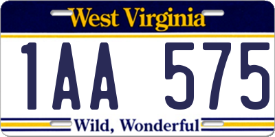 WV license plate 1AA575