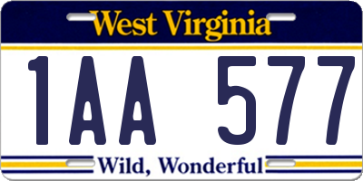 WV license plate 1AA577