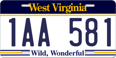 WV license plate 1AA581