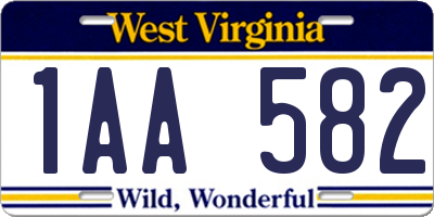 WV license plate 1AA582