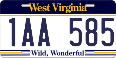 WV license plate 1AA585