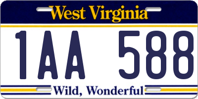 WV license plate 1AA588