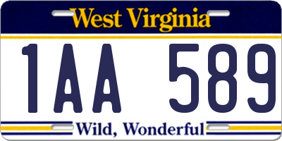 WV license plate 1AA589