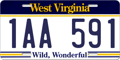 WV license plate 1AA591