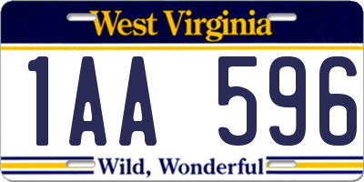 WV license plate 1AA596