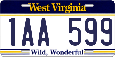 WV license plate 1AA599