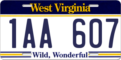 WV license plate 1AA607